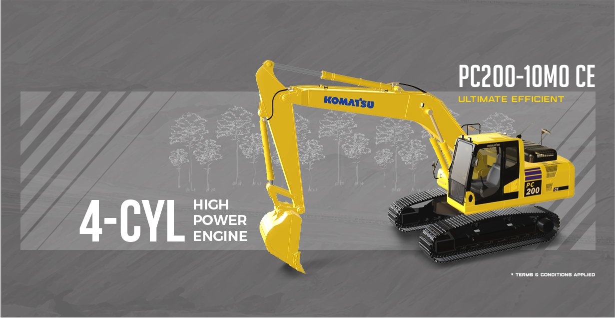 Komatsu PC200-10M0 CE: High Performance With 4-Cylinder Engine